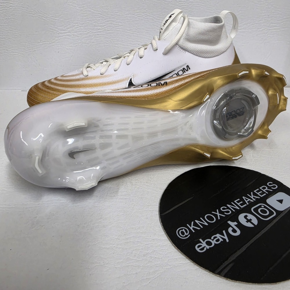 Nike Vapor Pro 1 White Gold Football Cleats FB3298-103 Men's Size 11.5 - Picture 6 of 7